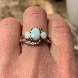 Opal and crystal ring size 7